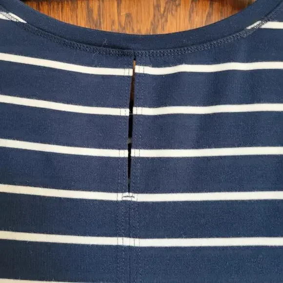 ST JOHNS BAY Shirt Dress Women Medium Blue White Striped Slip On Pockets Slit - Picture 11 of 12